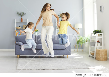 Parent And Kids Having Fun Together At Home 131609309