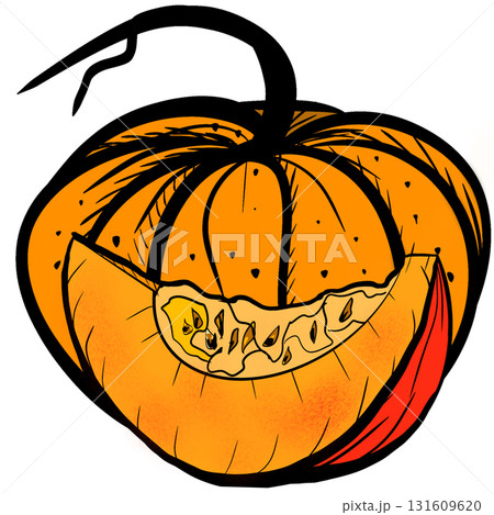 Hand Drawn Graphic Pumpkin Illustration, Halloween and Thanksgiving Art 131609620