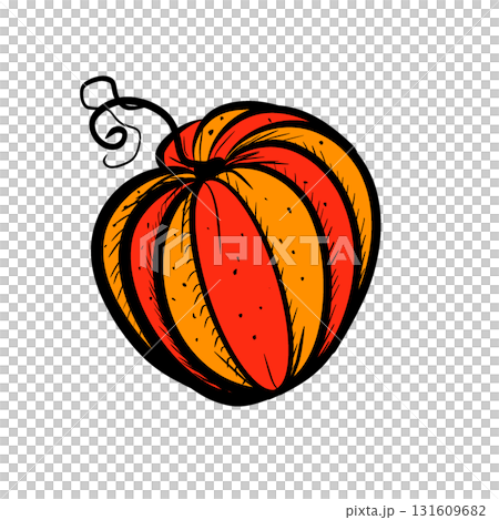 Hand Drawn Graphic Pumpkin Illustration, Halloween and Thanksgiving Art 131609682