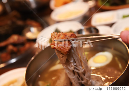 Korean cold noodles in chilled broth Korean cold noodles in chilled broth 131609952