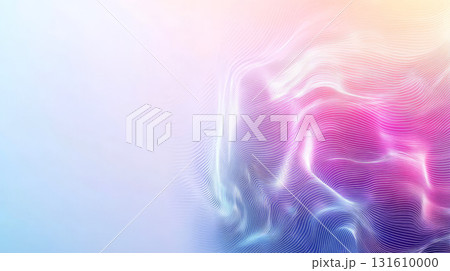 A rounded digital voice wave icon is illustrated with smooth, symmetrical lines and vibrant colors blending together harmoniously, creating depth 131610000