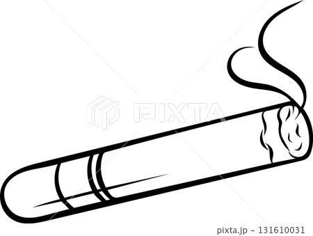 Doodle style illustration of a hand-rolled cigar, simple black and white sketch icon. Hand-drawn tobacco product perfect for luxury lifestyle, celebration, and relaxation themes 131610031