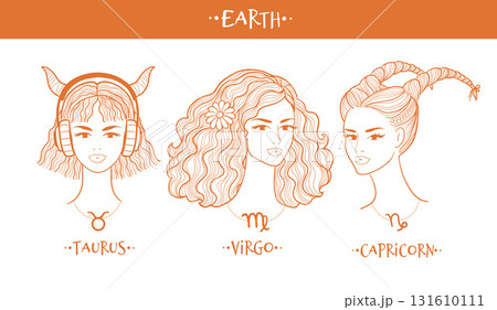 Earth zodiac signs illustration set Earth zodiac signs illustration set 131610111