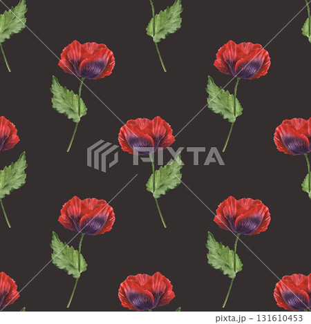 Beautiful seamless pattern with watercolor hand drawn colorful poppy flowers. Beautiful seamless pattern with watercolor hand drawn colorful poppy flowers. 131610453