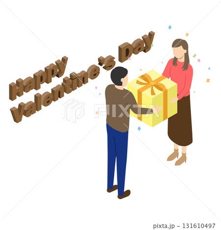 バレンタインデーにプレゼントを渡す女性 131610497