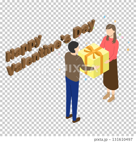 バレンタインデーにプレゼントを渡す女性 131610497