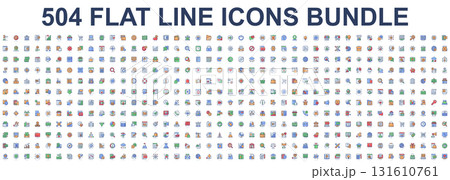 Mega set of vector thin line icons. Editable stroke. Contains such icon collection as banking, commerce, education, business, finance, shopping, support services. Linear pictogram pack. 131610761