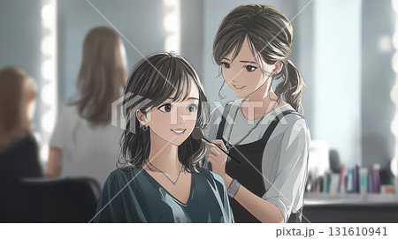 アニメ調 メイク室のスタイリングシーン 131610941