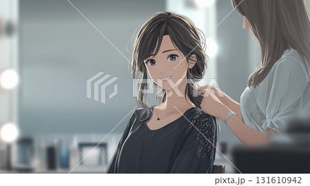 アニメ調 メイク室のスタイリングシーン アニメ調 メイク室のスタイリングシーン 131610942