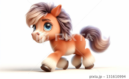 Cute funny horse cartoon in white background Cute funny horse cartoon in white background 131610994