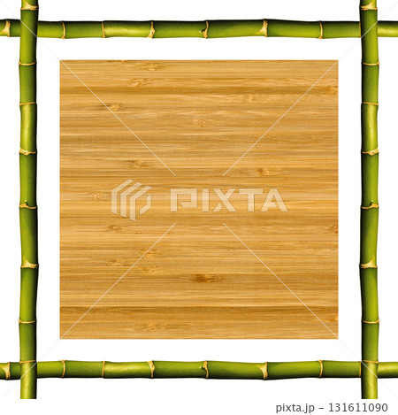 Square green natural bamboo stick frame and bamboo wood grain texture, isolated on white background Square green natural bamboo stick frame and bamboo wood grain texture, isolated on white background 131611090