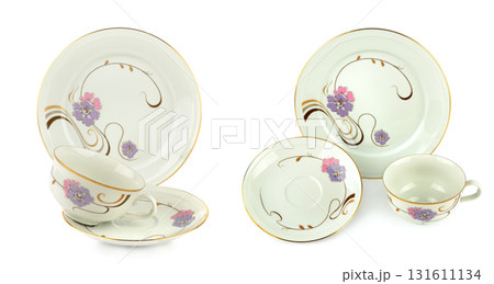 Porcelain Tea Set with Gold and Floral Design Porcelain Tea Set with Gold and Floral Design 131611134