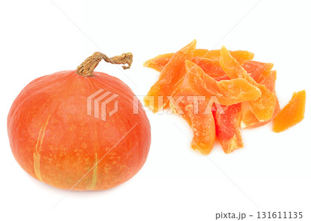 Fresh and Dried Pumpkin Isolated on White 131611135
