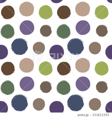 Seamless vector hand drawn pattern with big doodle polka dots in natural earth tones 131611555