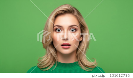 A photorealistic, high-detail, professional studio portrait of a stunning young woman. 131612756