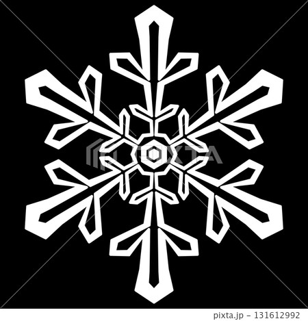 黒背景の白い雪の結晶 131612992