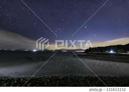 瀬戸内の冬の星景色沈むオリオン座とおうし座 131613132
