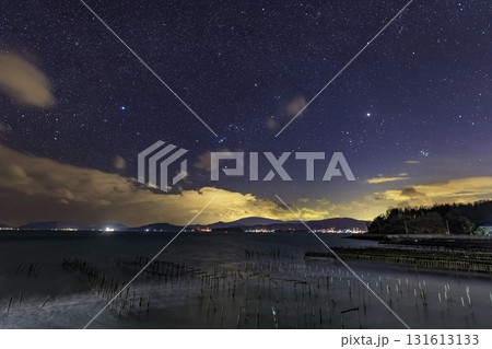 瀬戸内の冬の星景色沈むオリオン座とおうし座 131613133