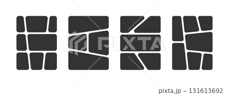 Set of cartoon comic page templates. Anime book panels isolated on white background. Grids for manga storyboard. Layouts for photo collage, brochure, poster or moodboard. Vector graphic illustration 131613692