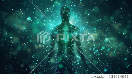 hologram glowing structure medical 3D model dot digital 131614021