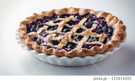view pie lattice crust plate blueberries closeup blueberry 131614205