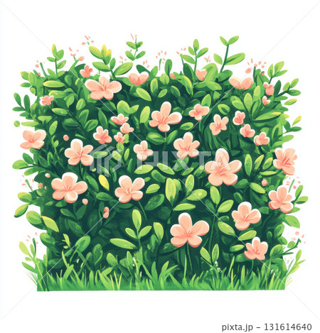 illustration garden flowers style cartoonish colors shapes blooming 131614640