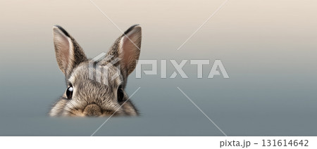 ピンク背景に佇む可愛いうさぎのアップ・春やイースターのイメージに 131614642