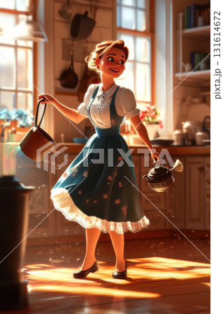 illustration woman kitchen expression dress patterns blouse setting illustration woman kitchen expression dress patterns blouse setting 131614672