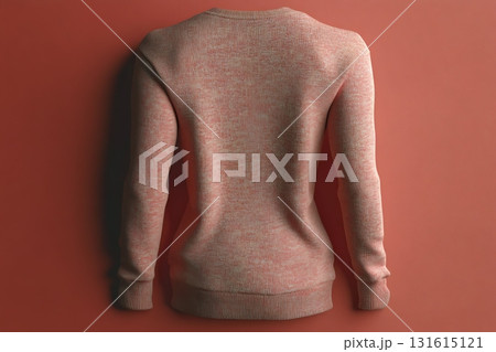Soft Textured Sweater in Pastel Color Against an Elegant Coral Wall Background 131615121
