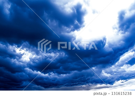 Dramatic Blue Storm Clouds with Ridges and Dynamic Patterns in the Sky 131615238