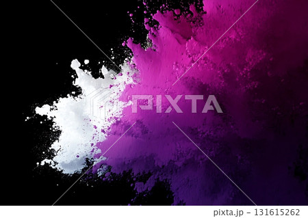 Vivid Color Splash with White and Purple Shades Against a Black Background 131615262