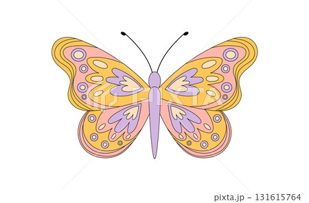 Groovy retro butterfly in colorful cartoon graphic style. Funky cute nature element with y2k spirit and graphic charm, perfect for abstract pop art or creative playful backgrounds. Groovy retro butterfly in colorful cartoon graphic style. Funky cute nature element with y2k spirit and graphic charm, perfect for abstract pop art or creative playful backgrounds. 131615764