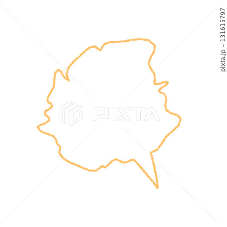 Wavy chalk hand drawn speech bubble with orange sketch outline. Comic message circle and rough bubble form with graphic stroke, playful outline and abstract speech element for text. 131615797