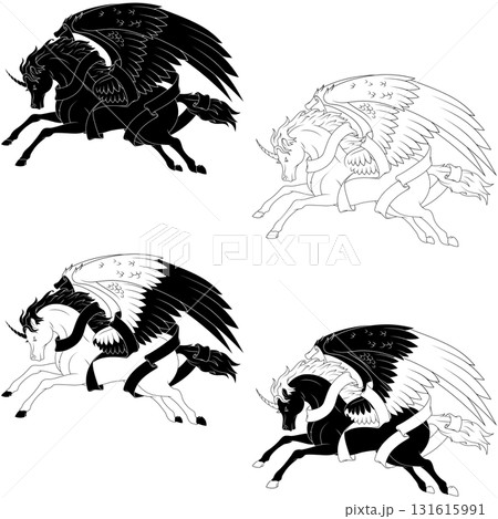 Winged horse from Greek mythology with ribbon 131615991