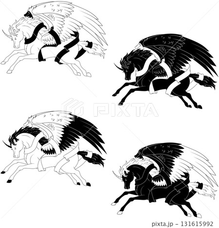 Winged horse from Greek mythology with ribbon 131615992