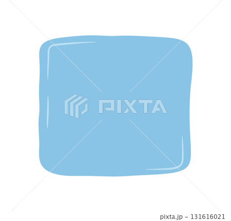 Hand drawn wavy organic square sticker forms a unique abstract patch. This soft blue shape blends fluid and blob elements for a playful doodle look. Ideal as background or text frame in modern 131616021