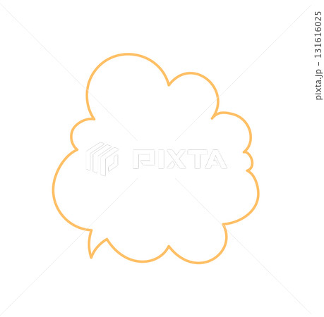 Organic hand drawn speech bubble icon with round cloud outline in orange color. Chat message for conversation and talk. Comment shape as simple icon for modern communication. 131616025