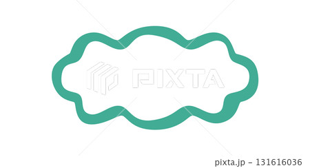 Groovy wavy scallop frame element in teal retro style. Funky border with abstract outline and doodle shape. Creative y2k graphic background as playful retro design element. Groovy wavy scallop frame element in teal retro style. Funky border with abstract outline and doodle shape. Creative y2k graphic background as playful retro design element. 131616036