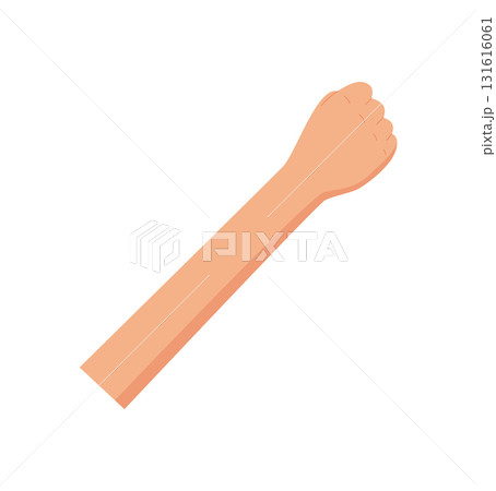 Flat hand showing number five with bare fingers. Human palm open in numeric gesture 5 for counting or math. Simple isolated illustration of signal or sign in minimalist design. 131616061