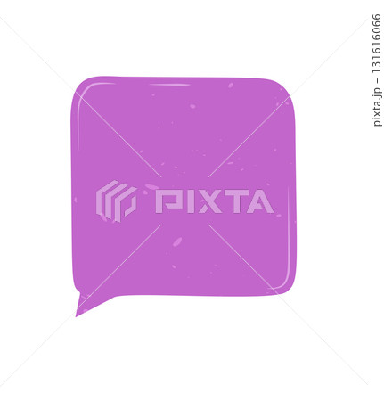 Hand drawn rough chat sticker box in fluid rectangle form. Speech bubble with comment and talk message, modern purple tone for playful communication label, social post or message decoration. Hand drawn rough chat sticker box in fluid rectangle form. Speech bubble with comment and talk message, modern purple tone for playful communication label, social post or message decoration. 131616066