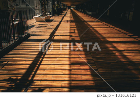 木目の床に照らされた光と影 木目の床に照らされた光と影 131616123