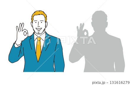 OKサインをする欧米人のビジネスマンのイラスト素材 131616279