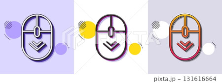 Scroll down mouse line icon. Halftone dotted pattern. Gradient icon with grain shadow. Scrolling screen sign. Swipe page. Line scroll down icon. Various designs. Vector Scroll down mouse line icon. Halftone dotted pattern. Gradient icon with grain shadow. Scrolling screen sign. Swipe page. Line scroll down icon. Various designs. Vector 131616664