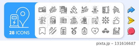Consumption growth, Save planet and Buildings line icons. Interest rate, AI generate, Inflation icons. Pack of Windmill, Charging station, Documentation icon. Vector 131616687