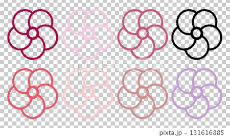 シンプルな梅の花のイラスト-2-all-set 131616885