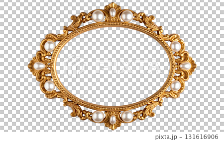 真珠装飾の横型アンティークゴールドフレーム 131616906