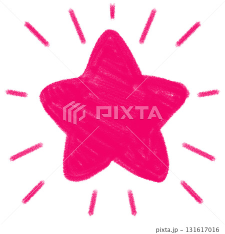 鮮やかなピンク色の発光した手描きの星 鮮やかなピンク色の発光した手描きの星 131617016