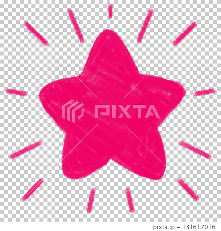 鮮やかなピンク色の発光した手描きの星 鮮やかなピンク色の発光した手描きの星 131617016