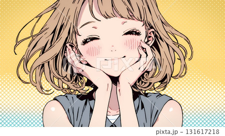 「うふふ」と微笑んでいる若い女性