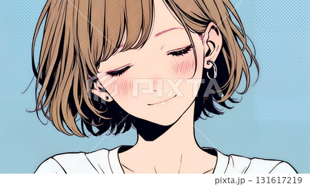 「うふふ」と微笑んでいる若い女性 131617219